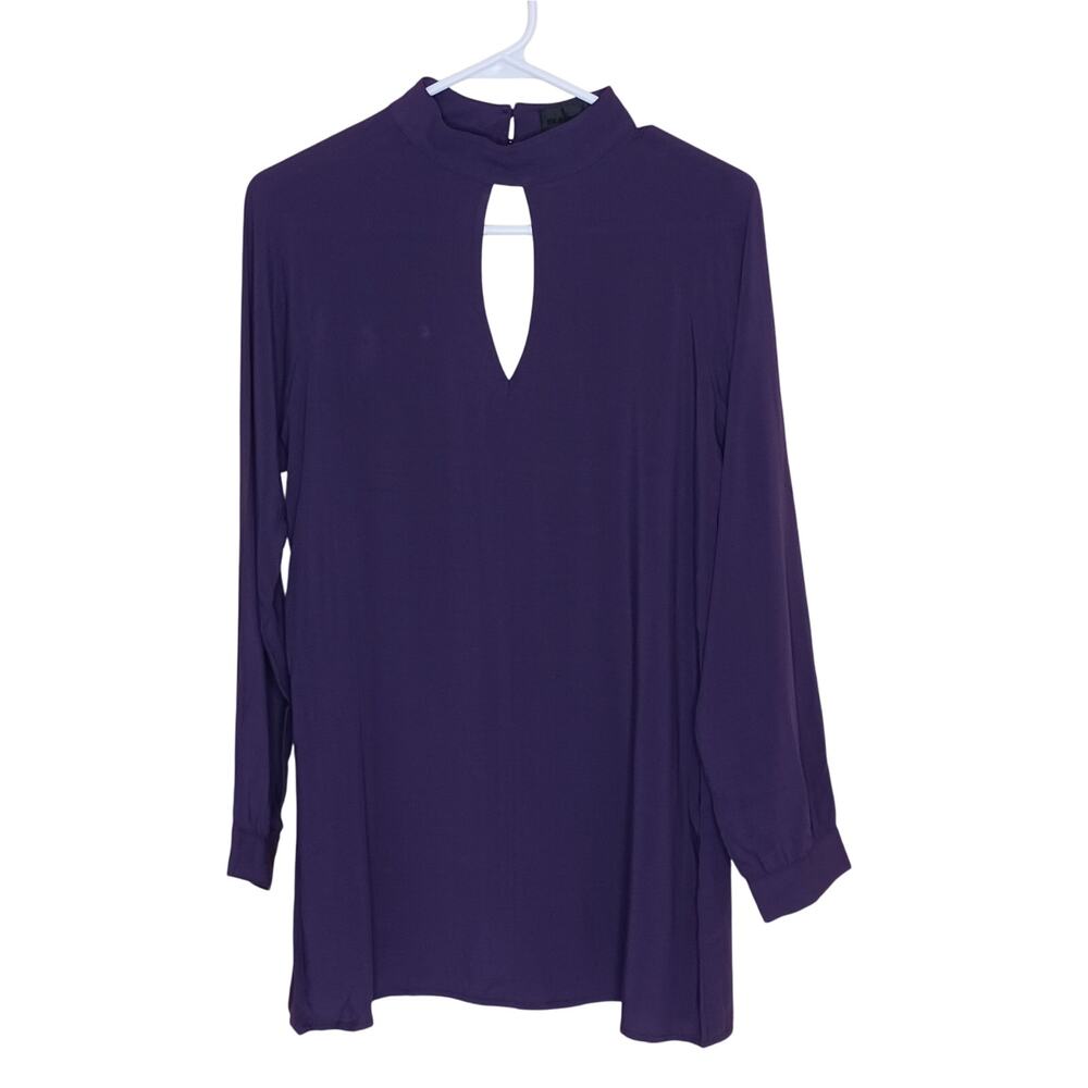 Blaque Label Top Womens XS Purple Chiffon Keyhole Open Back Long Sleeve‎ Tunic